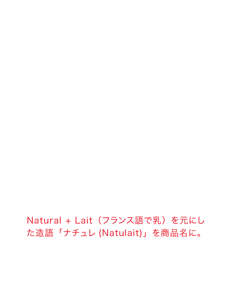 Natural + Lait（フランス語で乳）を元にした造語「ナチュレ(Natulait)」を商品名に。